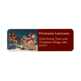 Dark Red Patriotic Santa Holiday Return Address Returadress Etikett
