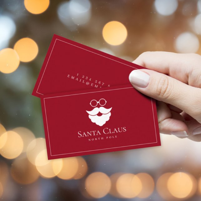 Dark Red Santa Claus Logo North Pole Custom Visitkort (Skapare uppladdad)