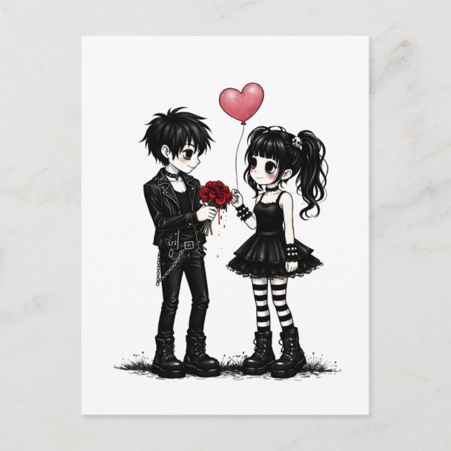 Dark Romance Goth Valentine Postcard Vykort (Framsida)