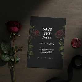 Dark Romance Red Rose Gothic Wedding Save The Date Inbjudningar