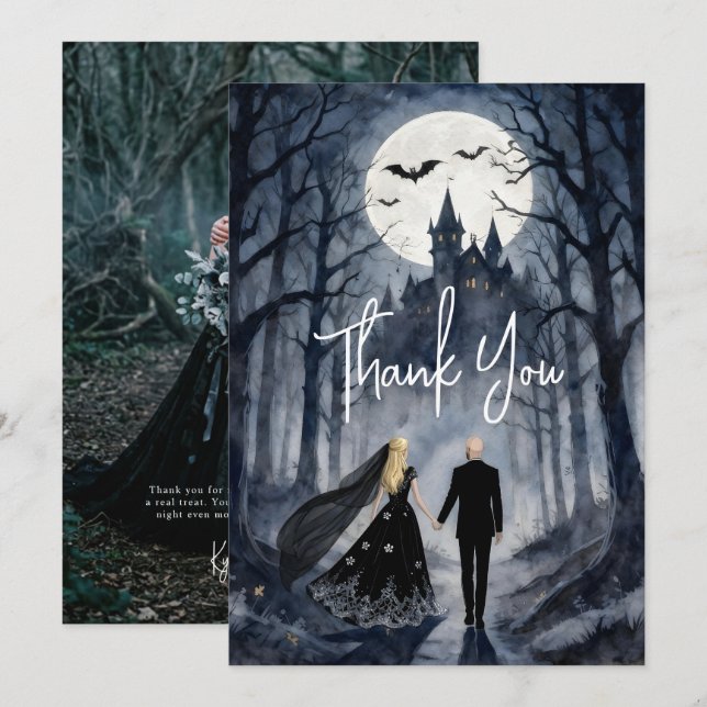 Dark Romance Spooky Forest Wedding TLW26 Tack Kort (Fram/baksida)