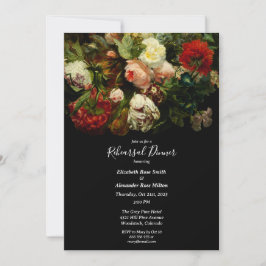 Dark romantic elegant floral Rehearsal dinner Inbjudningar