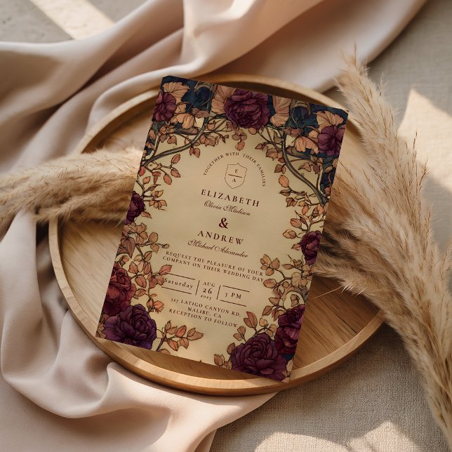 Dark Romantic Floral Wedding Inbjudningar (Skapare uppladdad)