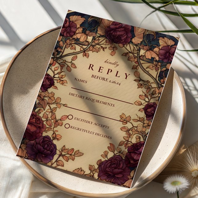 Dark Romantic Floral Wedding OSA Kort (Skapare uppladdad)