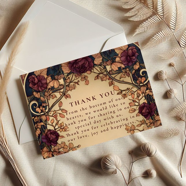 Dark Romantic Floral Wedding Tack Kort (Skapare uppladdad)