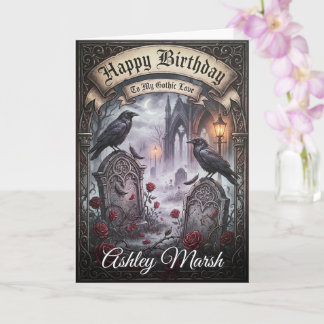 Dark Romantic Gothic Raven Lovers Birthday Kort