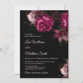 Dark Romantic Hand Drawn Roses Wedding Inbjudningar