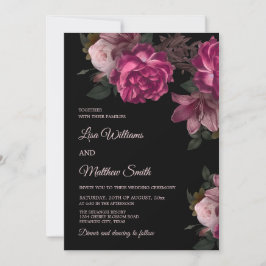 Dark Romantic Hand Drawn Roses Wedding Inbjudningar