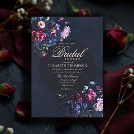Dark Romantic Moody Florals Jewel Bridal Shower Inbjudningar