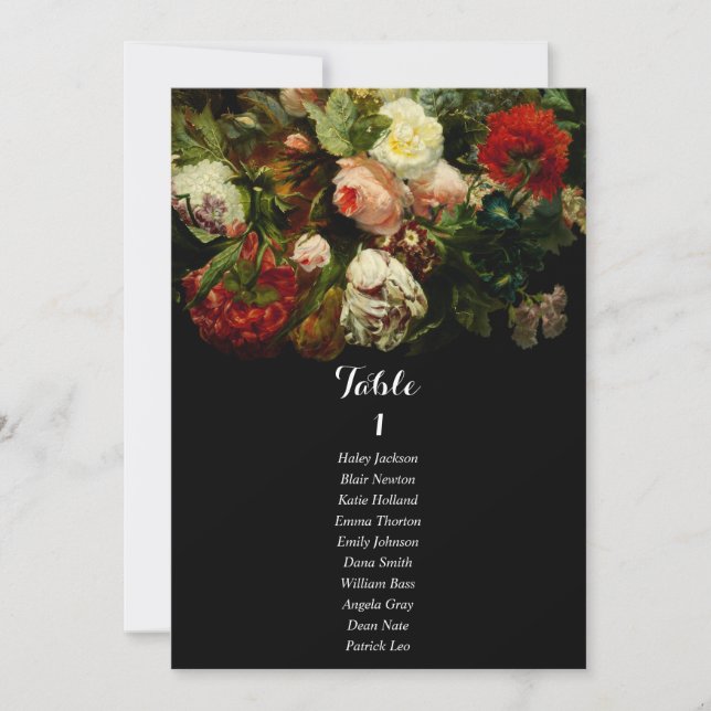 Dark romantic moody wedding seating chart card inbjudningar (Framsida)
