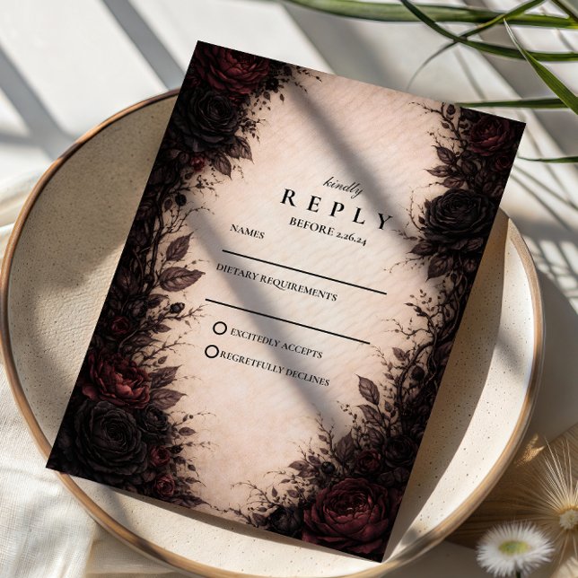 Dark Rose Gothic Wedding OSA Kort (Skapare uppladdad)