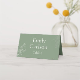 Dark Sage Green Botanical Place Card Placeringskort