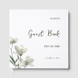 Dark Sage Green Botanical Wedding Gästböcker