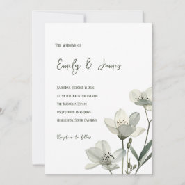 Dark Sage Green Botanical Wedding Inbjudningar