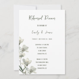 Dark Sage Green Botanical Wedding Inbjudningar