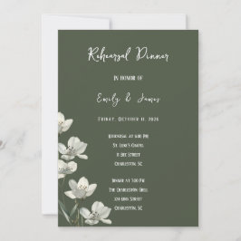 Dark Sage Green Botanical Wedding Inbjudningar