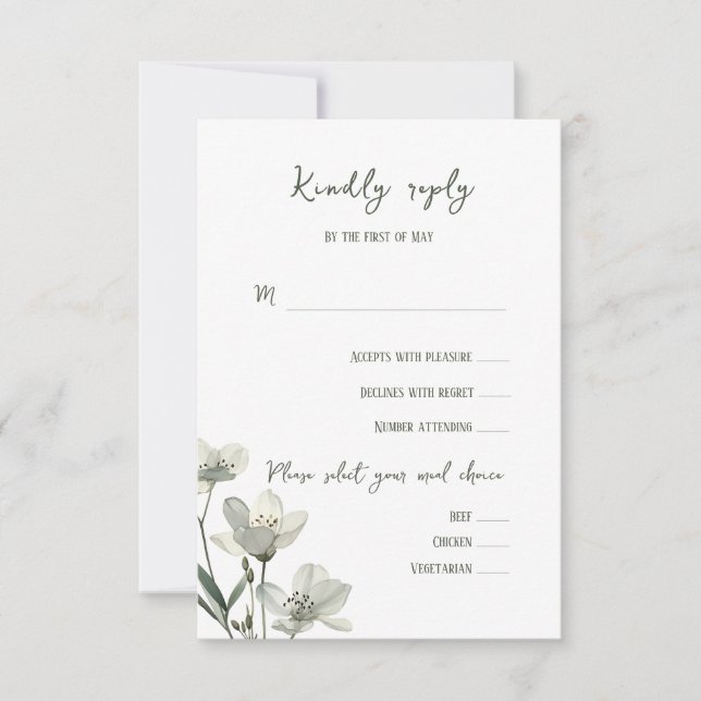 Dark Sage Green Botanical Wedding OSA Kort (Framsida)