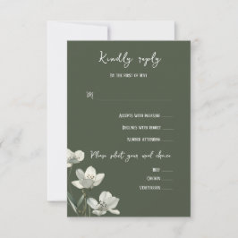 Dark Sage Green Botanical Wedding OSA Kort