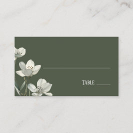 Dark Sage Green Botanical Wedding Placeringskort