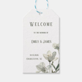 Dark Sage Green Botanical Wedding Presentetikett