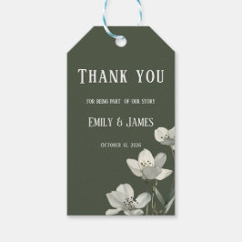 Dark Sage Green Botanical Wedding Presentetikett