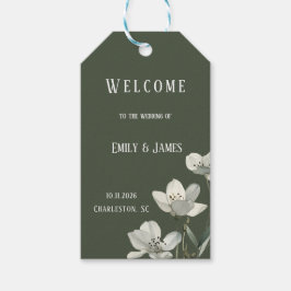 Dark Sage Green Botanical Wedding Presentetikett
