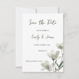 Dark Sage Green Botanical Wedding Spara Datumet
