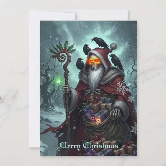 Dark Santa of Shadows – Gothic Christmas Skeleton  Julkort (Framsida)