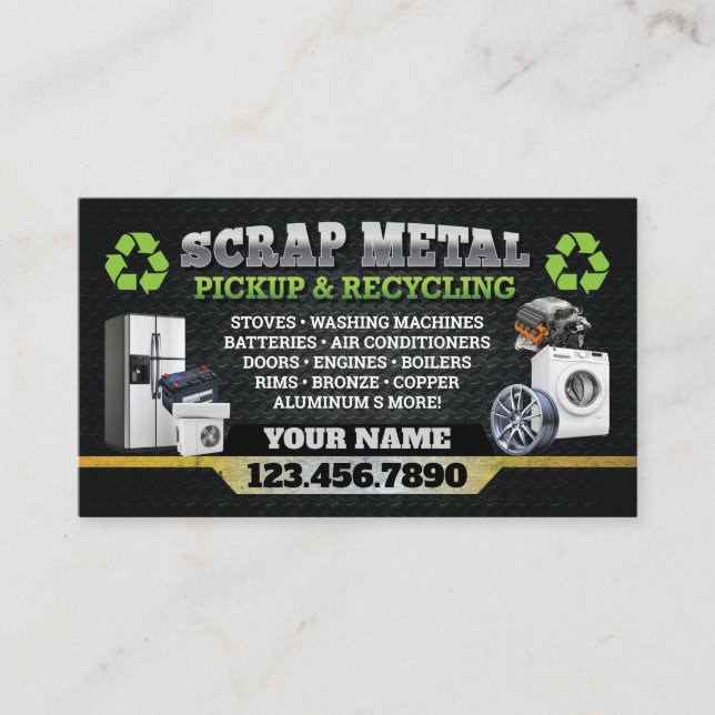 Dark Scrap Metal Recycle Business Card - Bilingual Visitkort (Framsida)