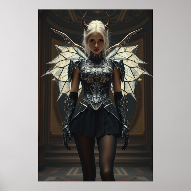 Dark Seraphim Queen – Fantasy Gothic Warrior Angel Poster (Framsidan)