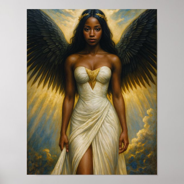 Dark-Skinned Angel With Black Wings Poster (Framsidan)
