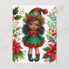 Dark-Skinned Christmas Elf Holiday Vykort