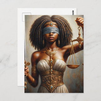  Dark-Skinned Lady Justice With Scales and Sword Vykort