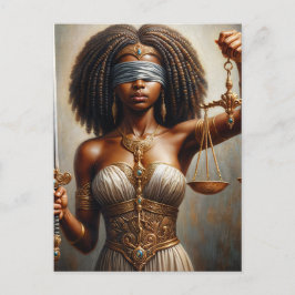  Dark-Skinned Lady Justice With Scales and Sword Vykort