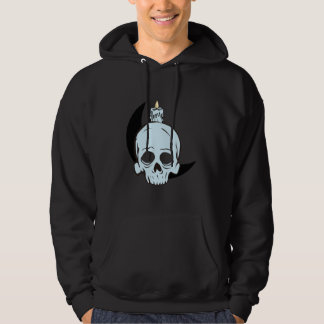 Dark Skull & Moon Candle Design | Horror Art Print Hoodie