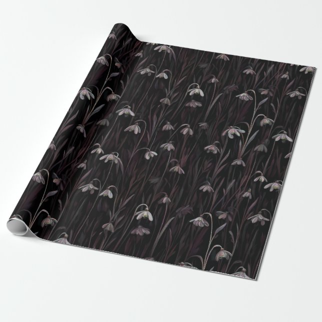  Dark Snowdrop Wrapping Paper Presentpapper (Utrullad)