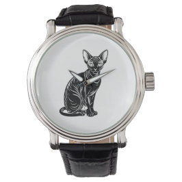 Dark Sphynx Cat – Minimalist Bold Art Armbandsur