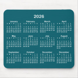 Dark Teal and White 2026 Calendar Musmatta