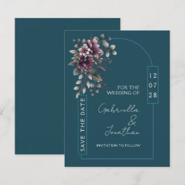 Dark Teal, Dusty Purple Arch Save the Date | Inbjudningar