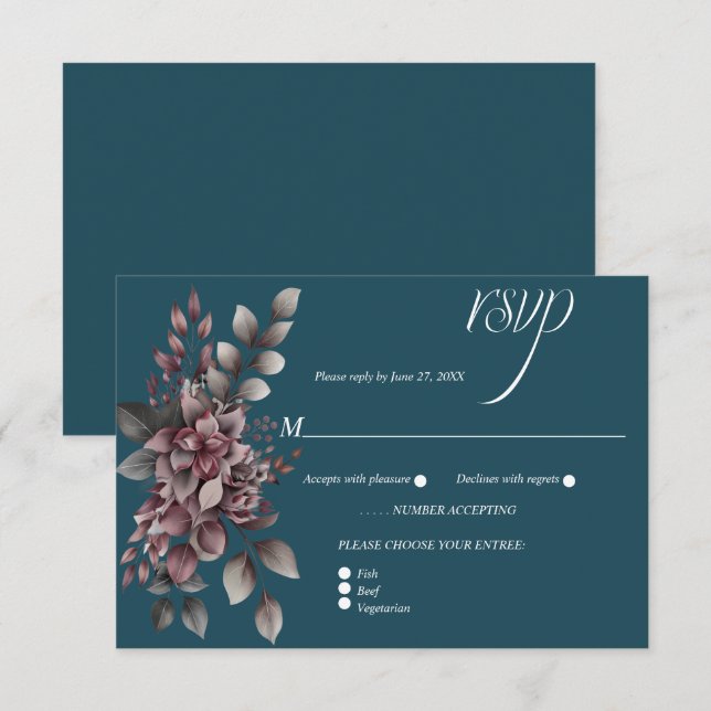 Dark Teal, Dusty Purple, Lavender, Sage Floral |  OSA Kort (Fram/baksida)