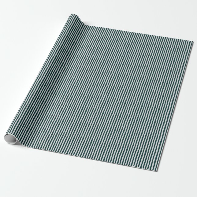 Dark Teal & Light Gray Wonky Stripes Presentpapper (Utrullad)