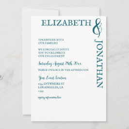 Dark Teal Modern Typography Engagement Party Inbjudningar