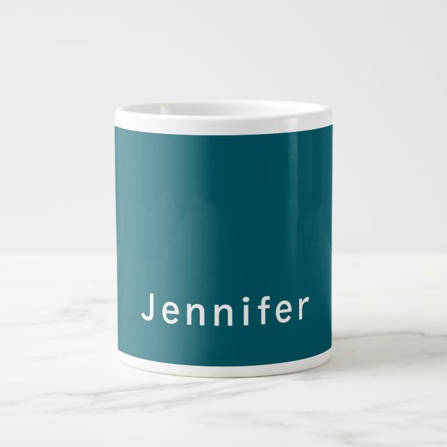 Dark Teal Trendy Modern Minimalist Your Name Jumbo Mugg (Framsidan)