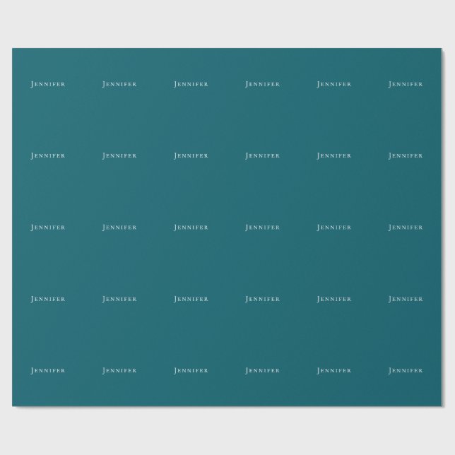 Dark Teal Trendy Modern Minimalist Your Name Presentpapper (Platt)