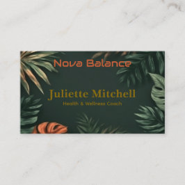 Dark Teal Tropical Elegant Wellness Business Card Visitkort