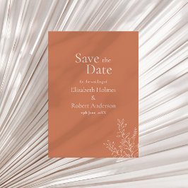 Dark Terracotta Botanical Save the Date Inbjudningar