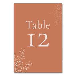 Dark Terracotta Botanical Table Number Bordsnummer