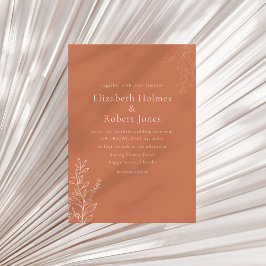 Dark Terracotta Botanical Wedding Invitation Inbjudningar