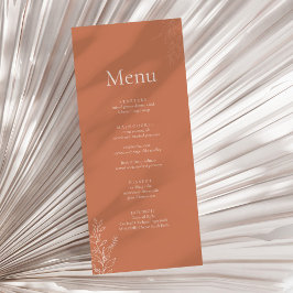 Dark Terracotta Botanical Wedding Menu Meny