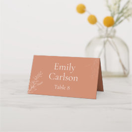Dark Terracotta Botanical Wedding Place Card Placeringskort